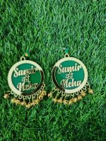 Customised earring. With golden acrylic